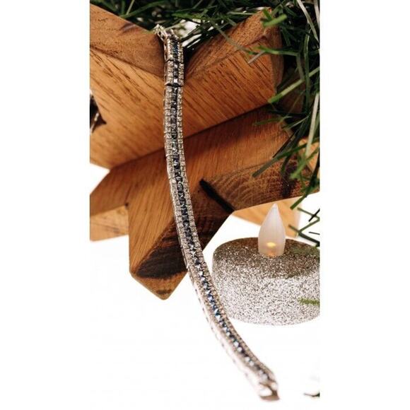 925 STERLING SILVER TANZANITE & CZ BRACELET SIZE 7.5 IN - Picture 2 of 9